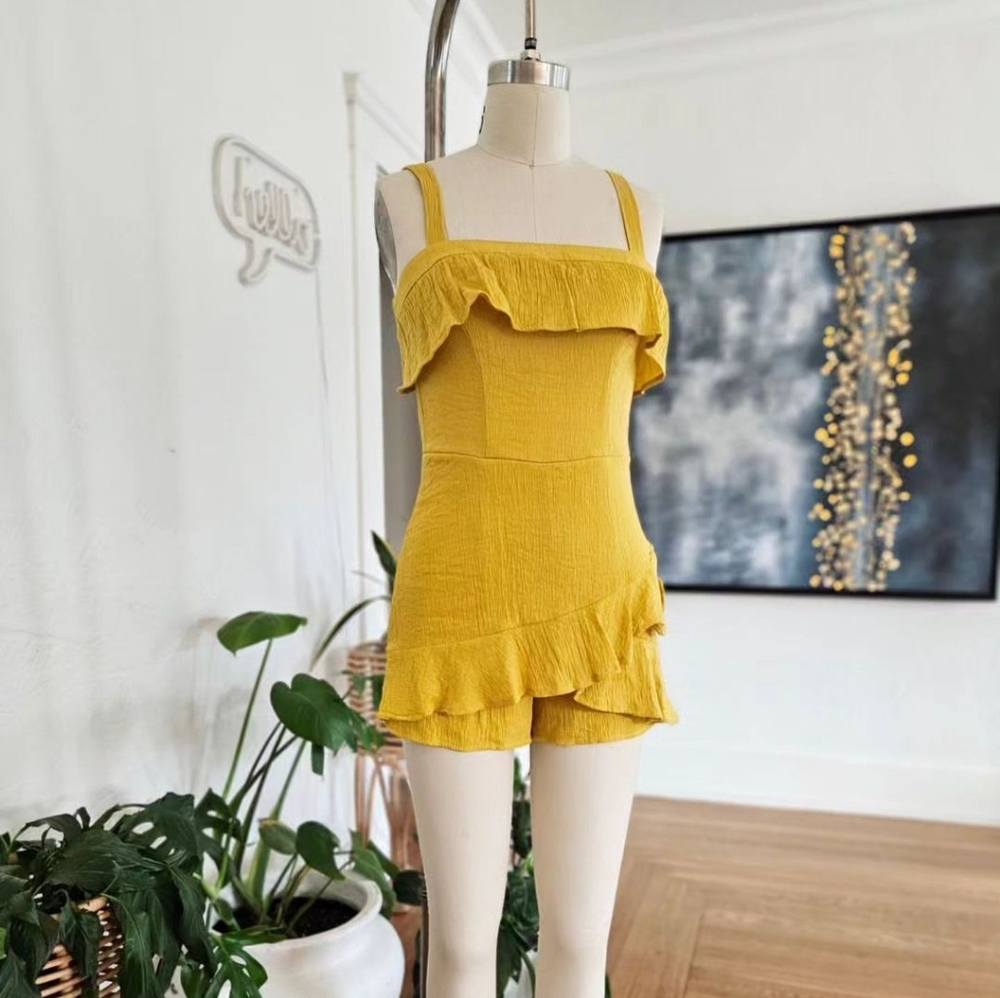 Ruffled Yellow Mustard Romper